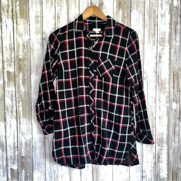 J. Jill Perfect Plaid Double Cloth Long Tunic - Picture 2 of 7